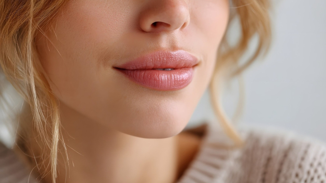 bibir wanita yang sehat dan merona