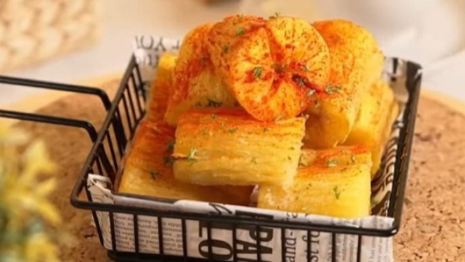 Singkong goreng marinasi bumbu gurih pedas siap disantap
