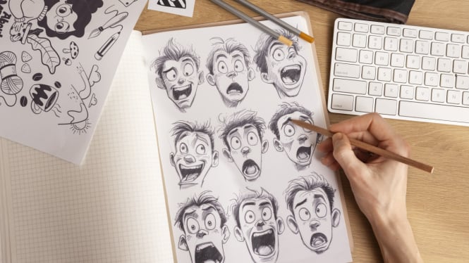 Membuat seni karikatur untuk mengekspresikan diri