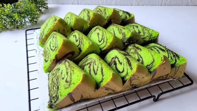 Resep bolu pandan marmer super lembut