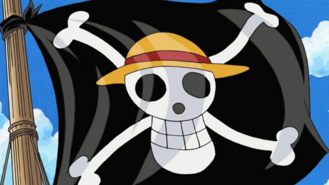 Bendera Luffy di serial anime One Piece.