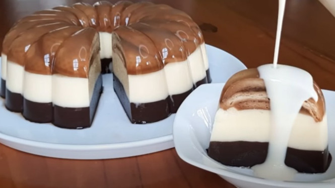 Puding regal 3 lapis yang super enak