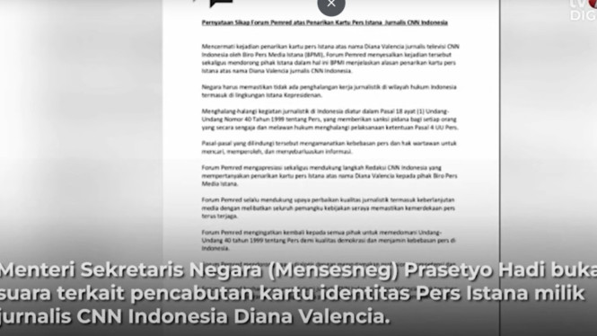 Pencabutan ID Pers Wartawan Istana