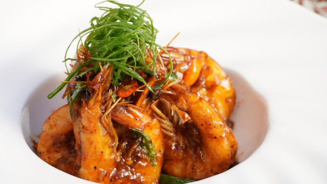 Sajian udang saus padang yang menggugah selera