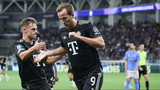 Harry Kane merayakan gol saat melawan Pafos FC