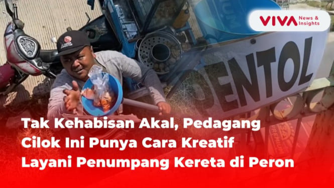 Pedagang Cilok Ini Punya Cara Kreatif Layani Penumpang Kereta di Peron
