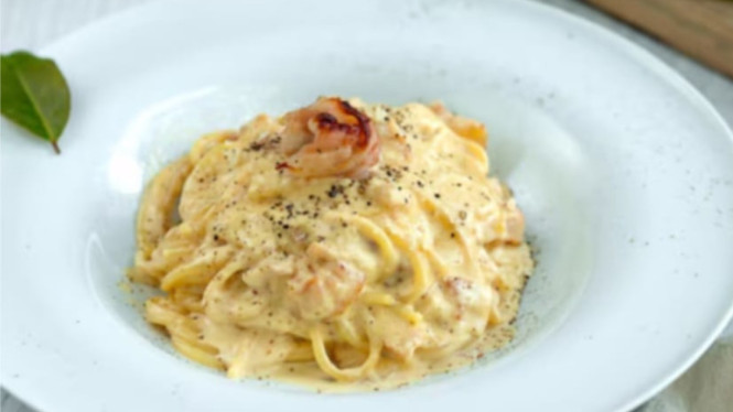 Hidangan lezat spaghetti carbonara