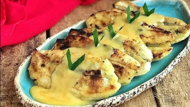Pisang gapit saus durian untuk ide dessert