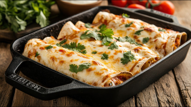 Perpaduan chicken enchilada dan keju melimpah