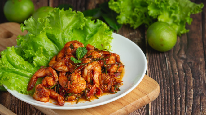 Resep Asian chilli garlic prawns