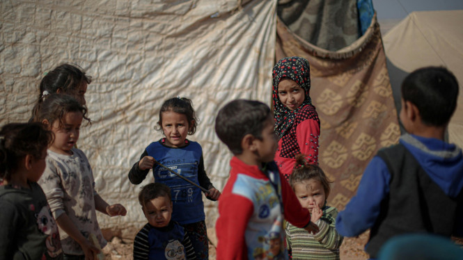Anak-anak Gaza di pengungsian.