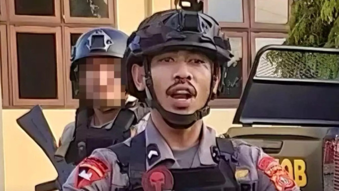 Bripda MS, anggota Brimob yang jadi tersangka kasus penganiayaan.