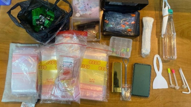 Barang bukti kasus narkoba jaringan Ko Erwon yang diamankan Bareskrim.