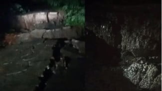Diguyur Hujan Deras, Jalan Penghubung di Rumpin Amblas 30 Meter, Warga Khawatir Retakan Meluas