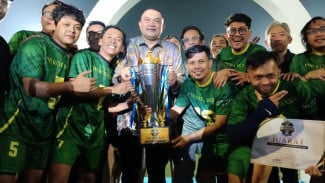 Singkirkan Lawan-lawan Tangguh, PWI Kota Bogor Jadi Kampiun Mini Soccer Bupati Bogor Cup