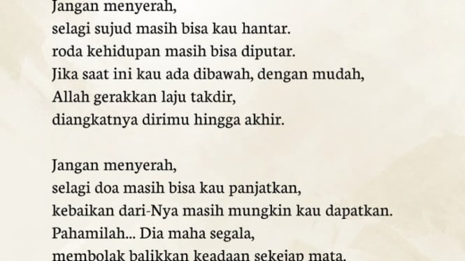Pesan Religius: Jangan Menyerah, Hidup Bisa Berubah Sekejap