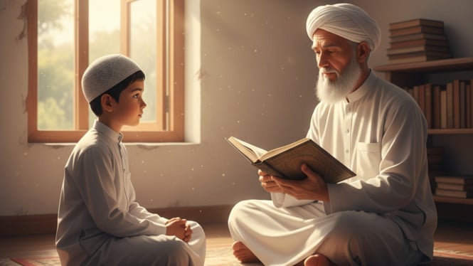 Ilustrasi adab murid terhadap Guru