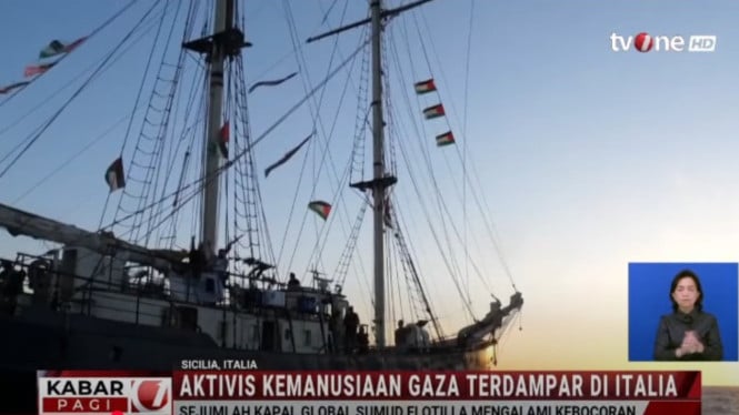 Salah Satu Kapal kemanusiaan Global Sumut Flotila terdampar di Italia