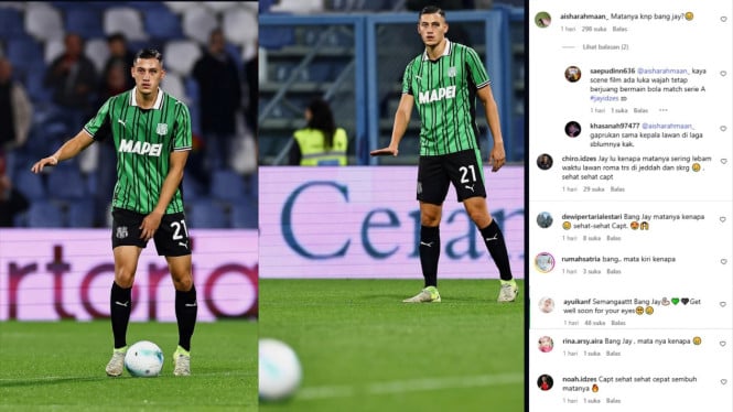 Jay Idzes tampil dengan mata lebam saat laga Sassuolo vs Genoa