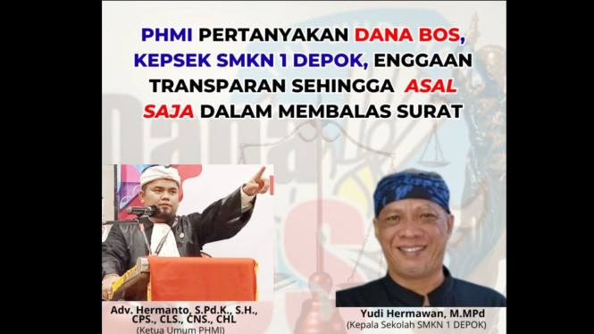 PHMI pertanyakan transparansi Dana BOS SMKN 1 Depok