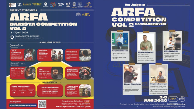 ARFA Barista Competition Vol 2 Digelar di Bogor, Ada Adu Skill V60 dan ...
