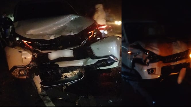 Adu banteng Mitsubishi Pajero dan mobil operasional Kopdes Merah Putih terjadi di Jalan Transyogi Cariu, Kabupaten Bogor.