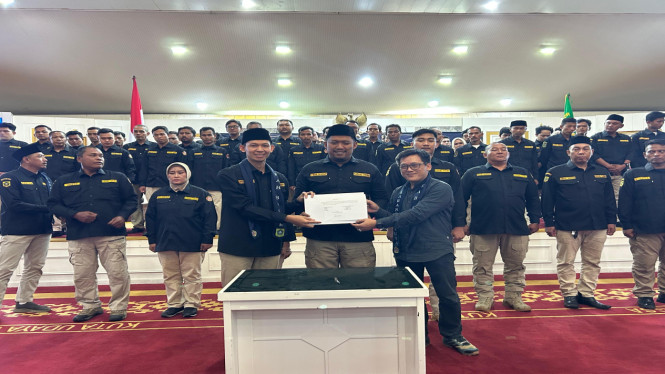 Ketua Karang Taruna (Katar) Kabupaten Bogor, Heri Gunawan melantik pengurus Garda Satuan Bakti Karang Taruna (Garda Sakti Sekata) masa bakti 2026-2030