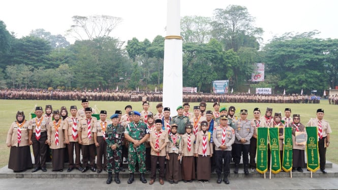 Hari Pramuka ke-65 di Lapangan Sempur Bogor diikuti ribuan anggota.