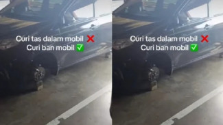 Alamak! Ban Mobil Raib Dicuri di Parkiran Mal Jakpus