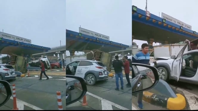 Kecelakaan beruntun di Gerbang tol utama Halim