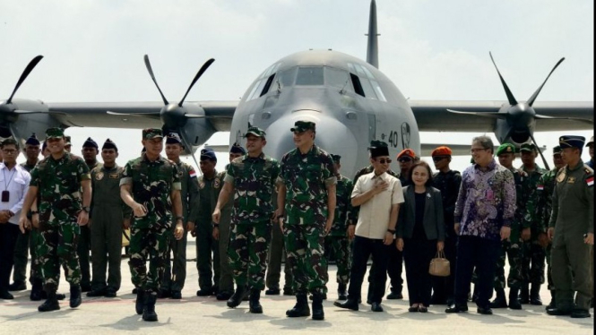 C-130 J Super Hercules TNI AU mengirim bantuan ke Jalur Gaza