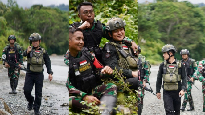 Youtuber Bobon bersama anggota TNI