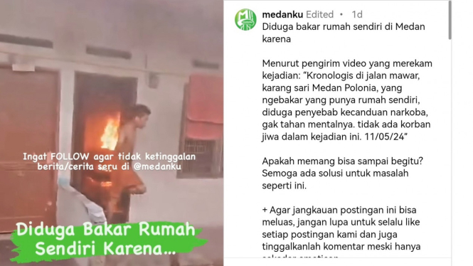 Seorang Pemuda Bakar Rumahnya Sendiri