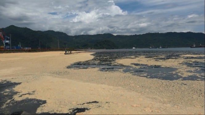 Ilustrasi tumpahan minyak di laut