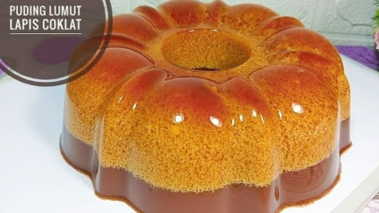 puding lumut merah lapis cokelat