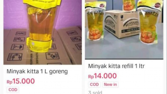 Minyak goreng subsidi masih di jual di online shop