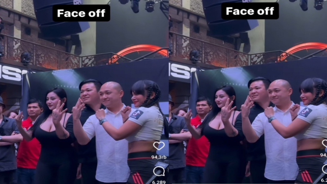 Pamela Safitri dan Dinar Candy saat face off