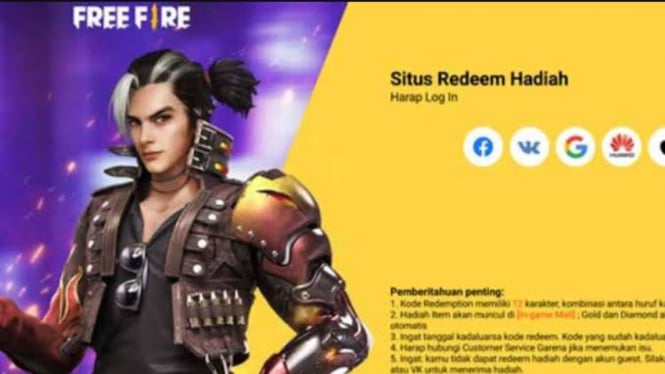 Kode redeem FF Free Fire.