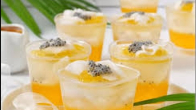 Puding jeruk kelapa muda