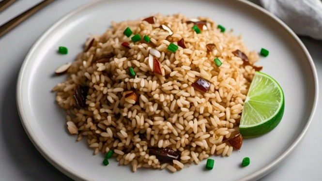 nasi goreng beras coklat