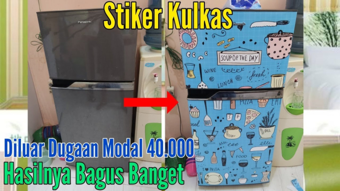 Cara pasang stiker kulkas