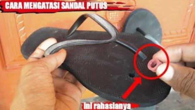 Memperbaiki Sandal Putus dengan Seal Merah