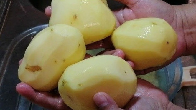 Mengupas kentang