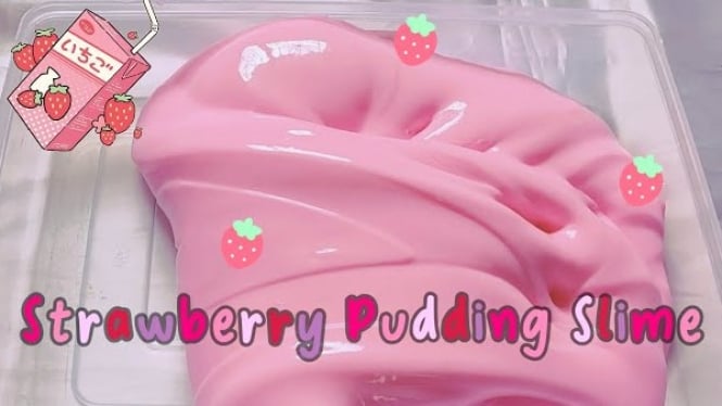 Cara Membuat Strawberry pudding Slime Mudah