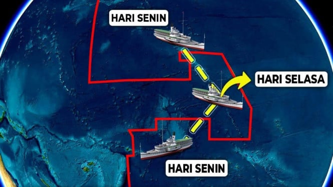 Ilustrasi pembagian zona waktu dunia