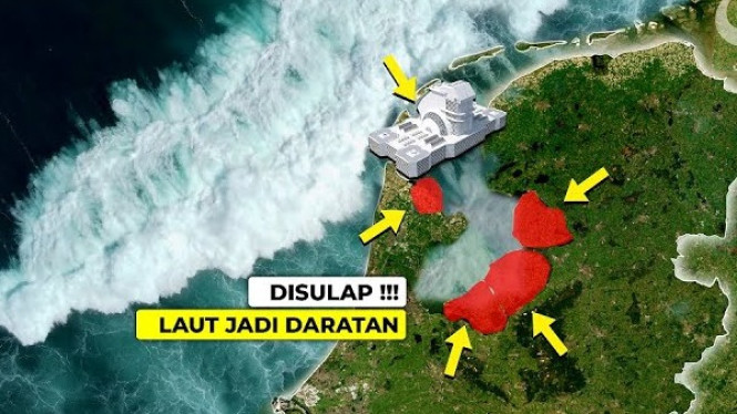 Ilustrasi Belanda menciptakan daratan baru