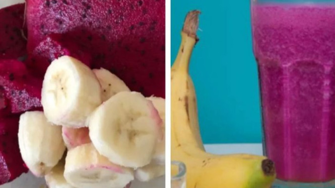 Jus buah naga dan pisang