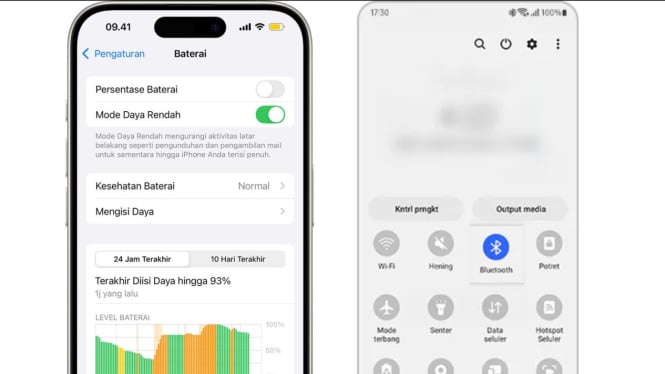 Mode hemat daya iPhone dan Android