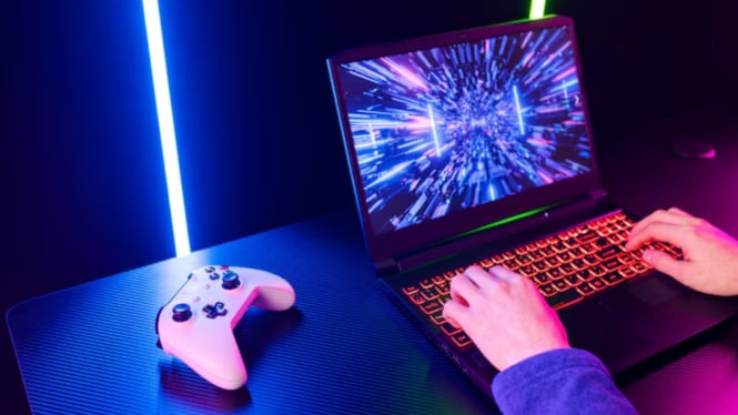 Ilustrasi laptop gaming