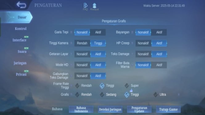 Settingan control game Mobile Legends